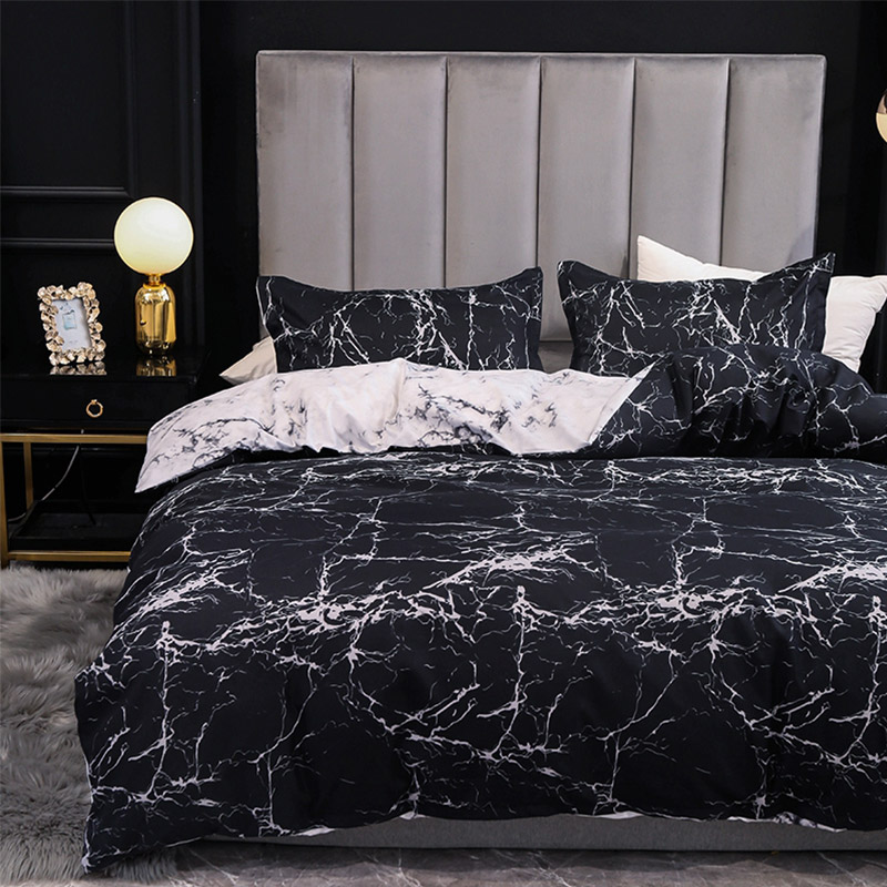 Conjunto de lençóis de cama com estampa de mármore 007