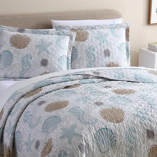 Conjunto de colchas e colchas pré-lavadas cxmicrotex Luxury Seashell