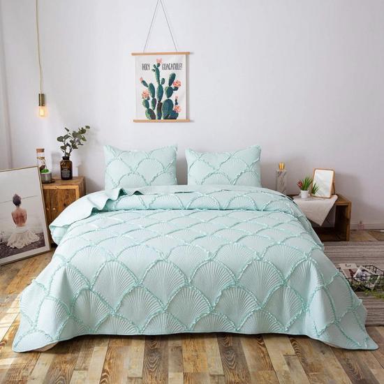 Colcha reversível conjunto de colcha com babados da coleção de roupa de cama sólida