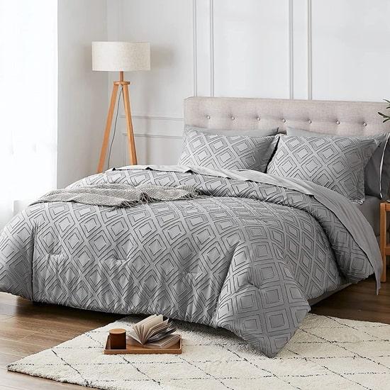 conjunto de edredom Jacquard clipe de luxo microtex 7 peças com fronhas e jogo de lençol