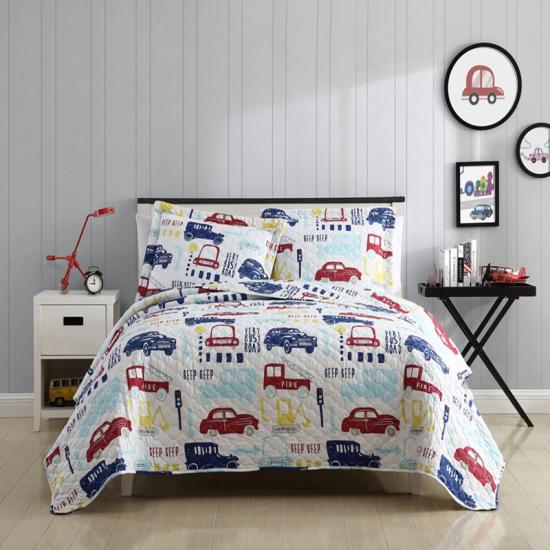 Colcha estampada com padrão de carro para crianças cxmicrotex