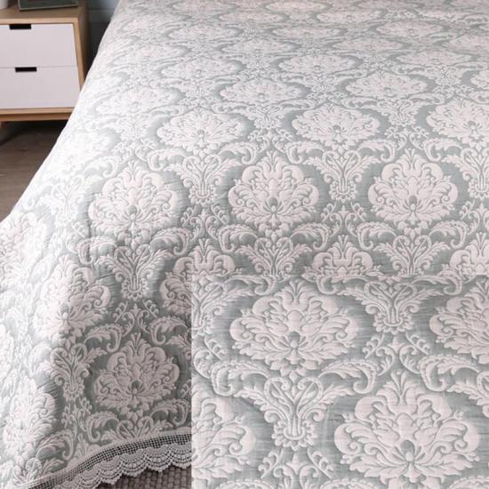 Colcha com acabamento de renda em jacquard cxmicrotex Medallion
