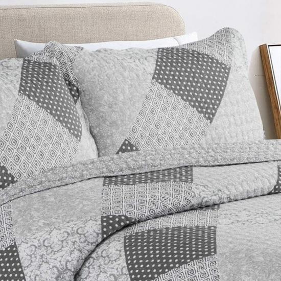 Colcha Estampada Patchwork Vermicelli Cama Acolchoada 220x240cm