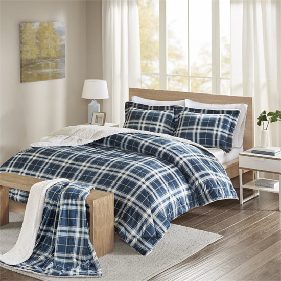 Conjunto de edredom xadrez para sherpa coleção de inverno conjunto de cama acolchoada